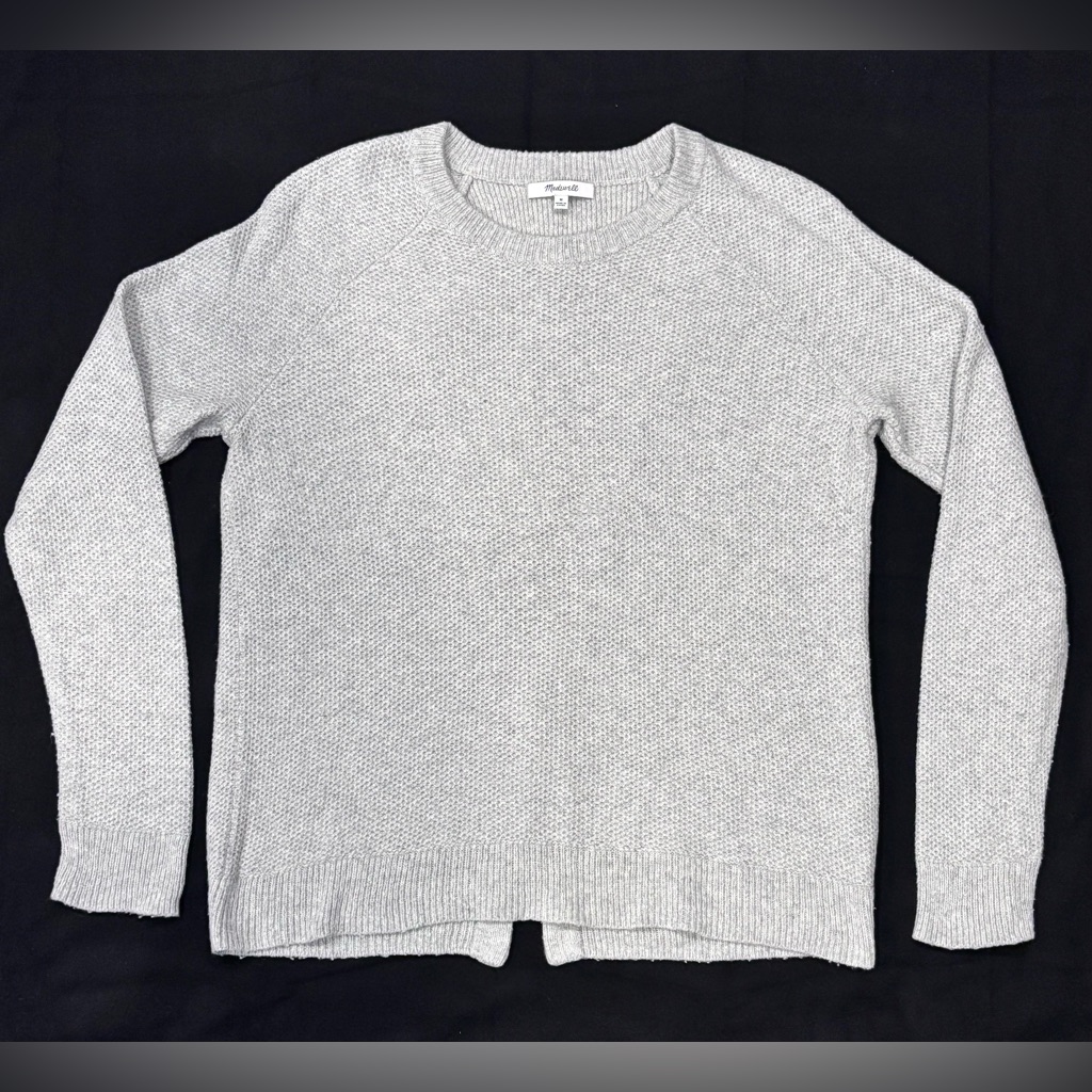 Madewell Women's Pullover Split Back Sweater Size Medium Gray Long Sleeve
